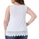 thumbnail image 3 of Blusas de tirantes de talla grande Agnes Orinda para mujeres, con cuello redondo, estilo suelto, encaje y fluido, 1X, blancas, 3 of 6