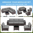 thumbnail image 2 of ALAULM 6 Pieces Patio Conversation Set, Outdoor Sectional PE Rattan Wicker Furniture Seat,Gray, 2 of 8