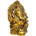 thumbnail image 2 of AONA Brass Handcrafted Antique Finish Bhagwan Ganpati Sitting Idol (9 Inch), 2 of 3