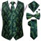 thumbnail image 1 of Chalecos dorados de lujo para hombre, chaleco de seda rojo, azul, verde y dorado, pajarita, conjunto de gemelos y pañuelo, chaqueta de cintura para hombre, corbata alta para boda y oficina, 1 of 5