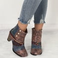 thumbnail image 4 of Mostsola Women's Ankle Boots Boohemian Print Short Boots Heeled Zip up Trendy Round Toe Booties, 4 of 8