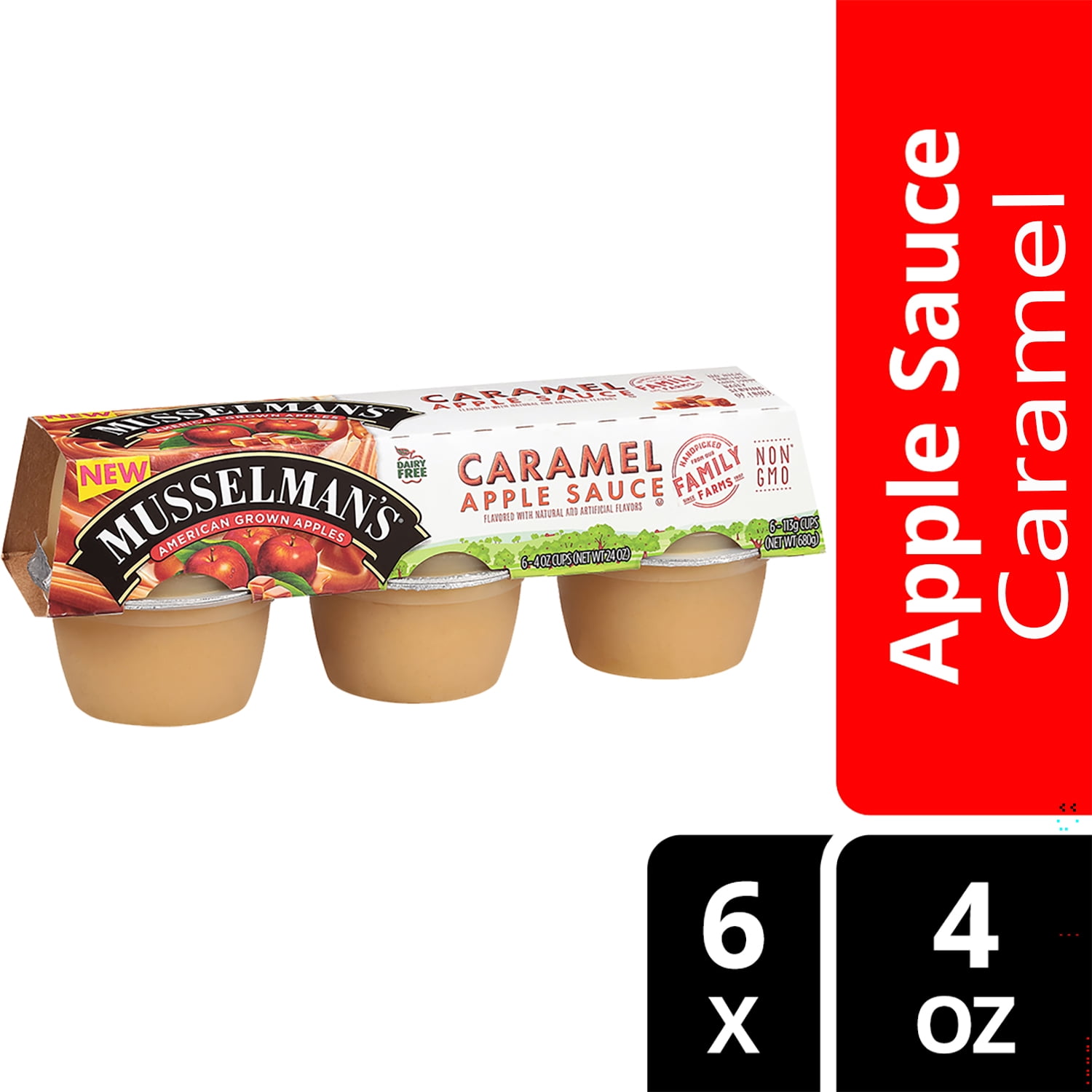 (12 pack) Musselman's Caramel Applesauce Cups, 4oz, 6 Ct