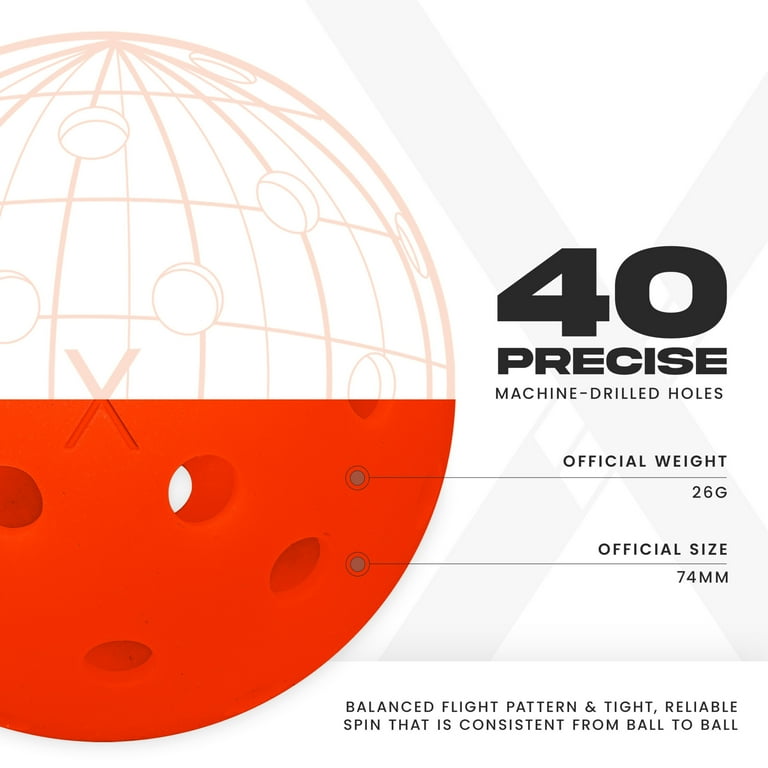 Franklin Sports X-40 Outdoor Pickleballs - Official Size - Ember