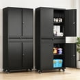 thumbnail image 3 of Metal Garage Storage Cabinet with 4 Wheels and 1 Drawer, Garage Cabinet with Lockable Doors and Adjustable Shelves, 73" H Tool Cabinet for Garage, Home, Office, Warehouse, Black, 3 of 6