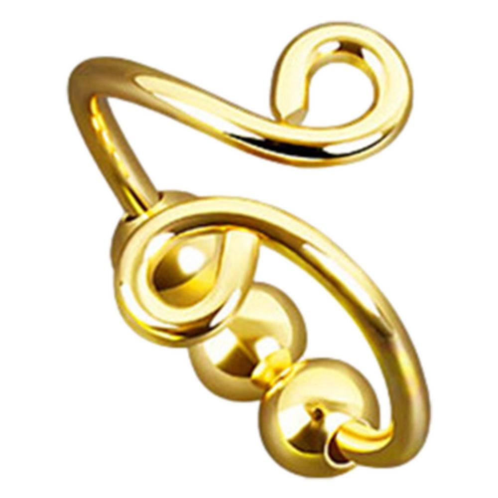 Anxiety Ring With Beads For Women,Fidget Spinner Adjustable Tik Tok Rotate Freely Rings For Teen Girls Friendship Gold Plated Beads Dainty Cute Trendy Jewelry 