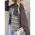 thumbnail image 3 of SHAR Women's denim jacket, long sleeve plaid button down shirt jacket, 3 of 5