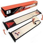 The BLACK SERIES Tabletop Shuffleboard and Bowling 2 in 1 Set with Roll-Up Game Board