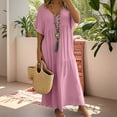 thumbnail image 2 of Vestido largo asimétrico informal con cuello en V para mujer - Bajo acampanado - Color liso - Poliéster - Versátil para cualquier ocasión - Tallas S-XXXXXL, 2 of 5