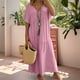 thumbnail image 2 of Vestido largo asimétrico informal con cuello en V para mujer - Bajo acampanado - Color liso - Poliéster - Versátil para cualquier ocasión - Tallas S-XXXXXL, 2 of 5