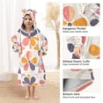 thumbnail image 3 of FORMRS Wearable Blanket Hoodie with Sleeves for Kids Cozy Flannel Sweatshirt, Purple Retro Flower, 3 of 7