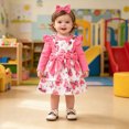 thumbnail image 4 of CAUYDY Newborn Gifts For Baby Girl Shower Outfit Ruffle Long Sleeve Romper Set 0 3 6 9 12 18 Months Preemie Clothing Fall Winter Pink Sizes 12-18 Months, 4 of 9