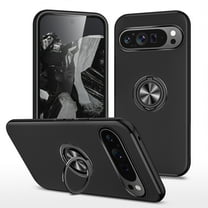 Google Pixel 9 / 9 Pro Case,Dteck Shockproof Rubber Case Hybrid Hard Ring Holder Kickstand Lightweight Slim Protective Cover for Google Pixel 9 / 9 Pro,Black