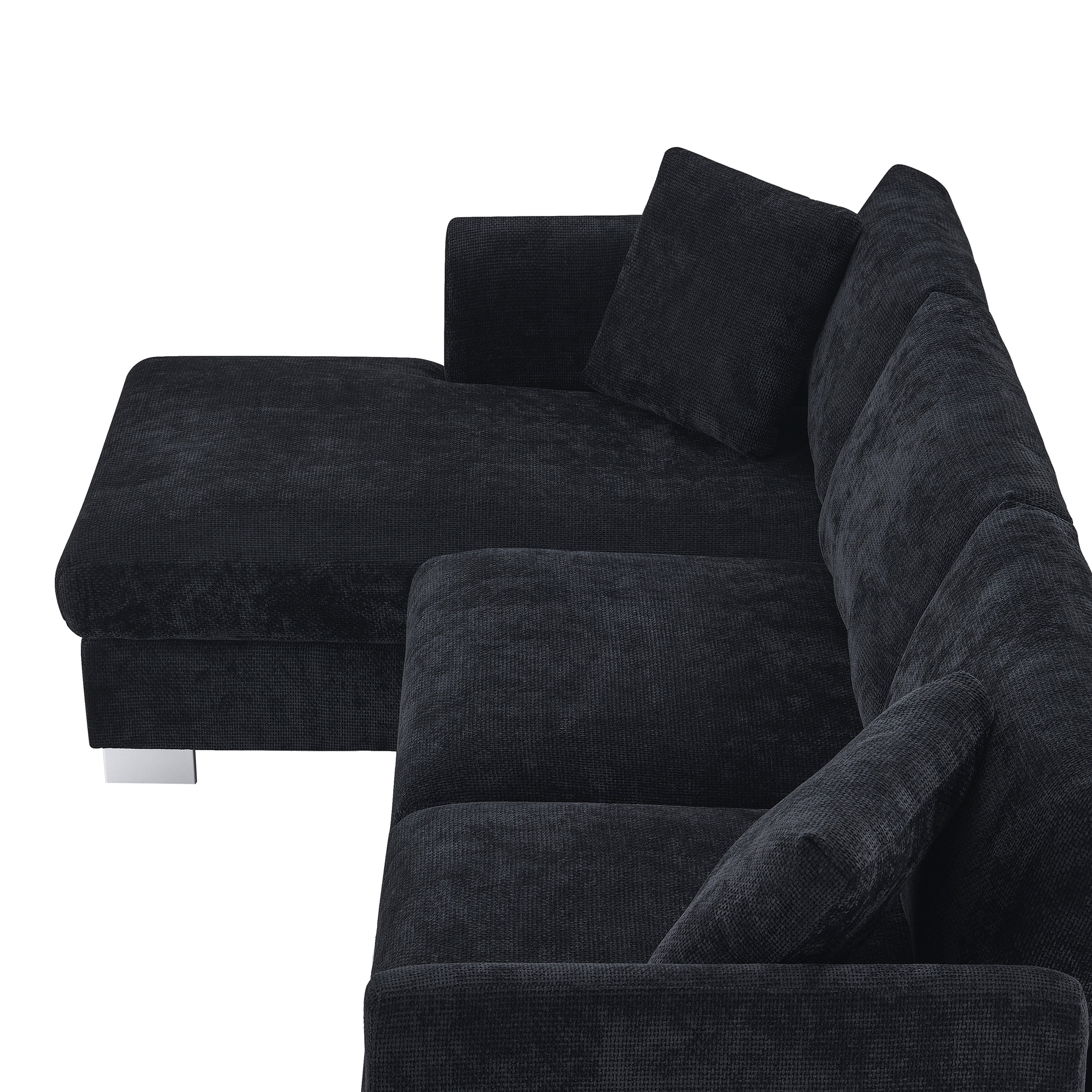 MAYEERTY 96x56" Modern Cloud Sectional Sofa - L-Shaped 4-Seat Chenille Couch with 2 Free Pillows/Oversized Chaise for Living Room/Apartment/Office, 3 Colors