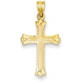 thumbnail image 3 of Primal Gold 14 Karat Yellow Gold Fleur De Lis Cross Pendant with 18-inch Cable Chain, 3 of 7