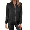 thumbnail image 2 of Baberdicy Women's Casual Outerwear Jacket, Classic Long Sleeve Coat for Daily Use , Solid Casual Jacket, Everyday Zip Coat, Fall Daily Outerwear Black L, 2 of 5