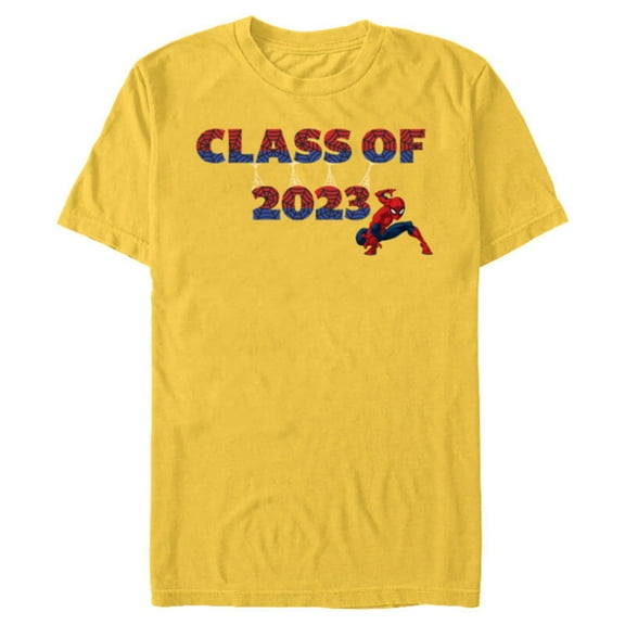 Marvel Spider-Man Class of 2023 Graduation Web Letters - Short Sleeve Blended T-Shirt for Adults - Customized-Yellow