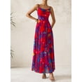 thumbnail image 2 of Vestido largo BTFBM floral azul marino y rojo, 2 of 8