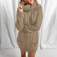 thumbnail image 4 of Azrian Sweater Dress for Women Turtleneck Long Sleeve Dress Chunky Knitted Sweater Dress Winter Pullover Dress with Pockets Clearance Cheap on Sale, 4 of 6