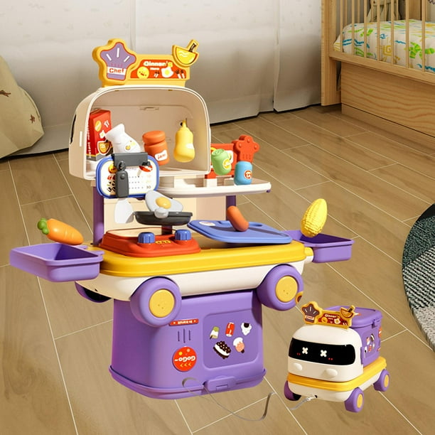 Juguetes para juego de imitación para niños, coche pequeño de juguete de simulación, juego imaginativo Montessori, juguete para niños y niñas de 3, 4, Tema de cocina