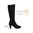 thumbnail image 4 of BLISSFUL STEP Women's Boots Knee High Faux Suede Chunky Heel Round Toe Zip Up Buckle Boots Black White 5.5, 4 of 6
