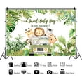 thumbnail image 2 of Safari Baby Shower Backdrop A Sweet Baby Boy is On His Way Photography Background for Boys Jungle Cartoon Animals Palm Leaves Baby Shower Party Decorations Banner Photo Booth Props, 2 of 6