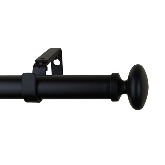 MERIVILLE 1 1/4-inch Diameter Prima Single Window Treatment Curtain Rod, 84-Inch to 120-Inch, Black