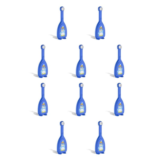 Bearachild cepillo de de silicona de mano en forma de u boquilla para niños enteros de doble cara limpieza infantil ancha Azul 10piezas