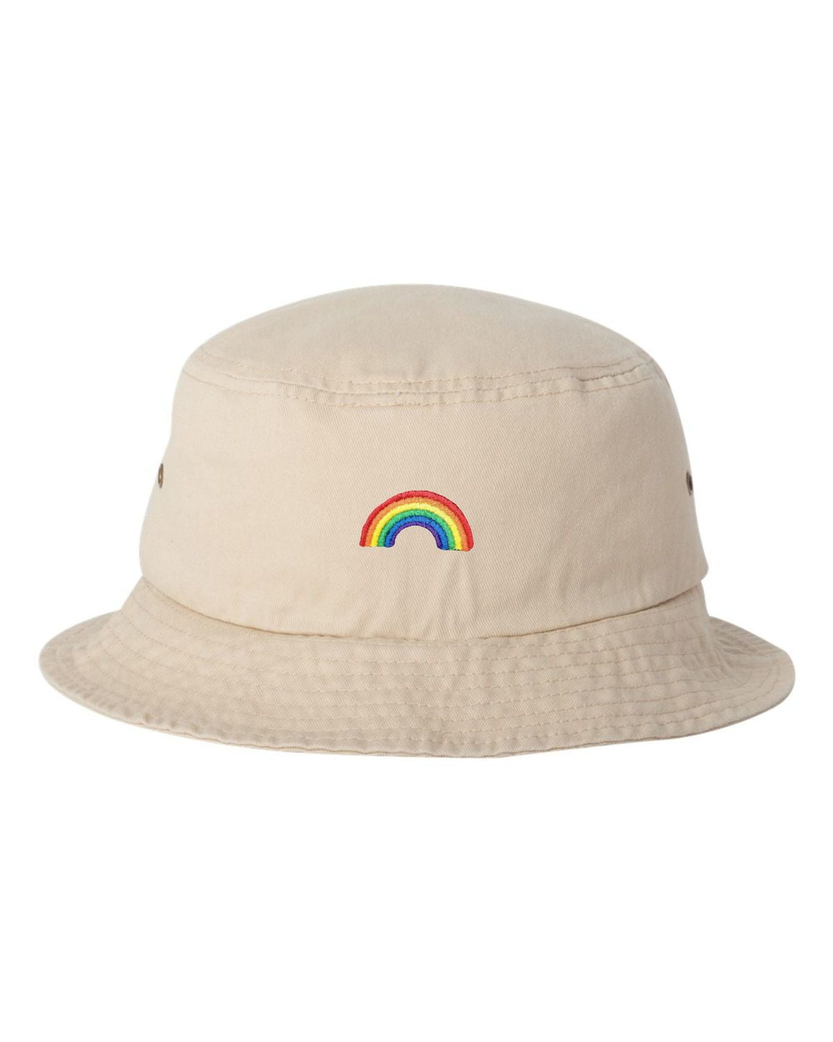 Adult Rainbow Heart Embroidered Bucket Cap Dad Hat 