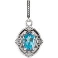 thumbnail image 6 of Victorian Style Swiss Blue Topaz Pendant in Sterling Silver, 6 of 6