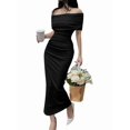 thumbnail image 3 of Women'S Offshoulder Low Breast Split Strap Slimming Dress Long Skirt Embellished Dress, 3 of 8