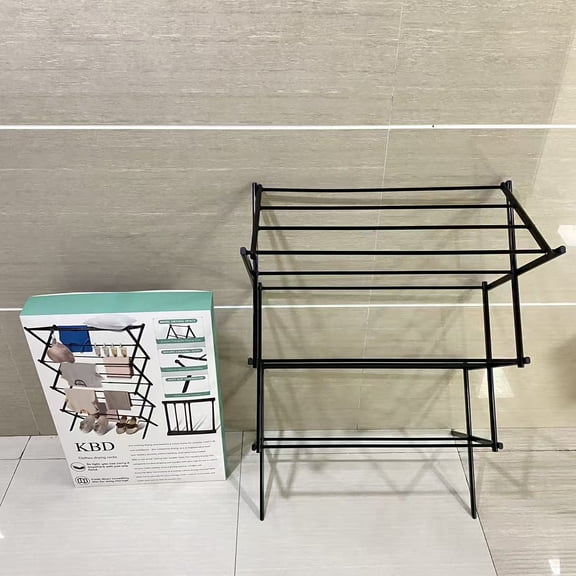 KBD Clothes drying racks,Clothes Drying Rack Household Indoor, Foldable Drying Rack Clothing for Laundry - 30" x 48" x 11", Space Saving Indoor&Outdoor, Black-1pack