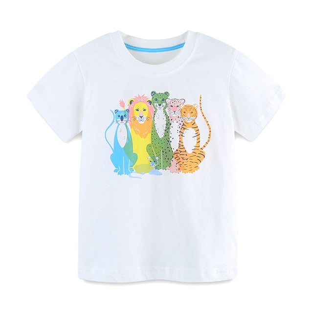 TopLLC T-shirt à Manches Courtes pour Garçons 2-7 Ans Imprimé Col Rond Haut Pull Garçons Manches Courtes Childrens clothes