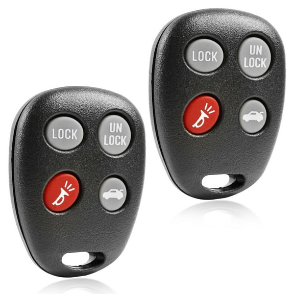 KeylessOption rplacement fob for 2000-2004 Saturn L Series (24401698) 4-button remote fob with remote trunk release, 2 pack