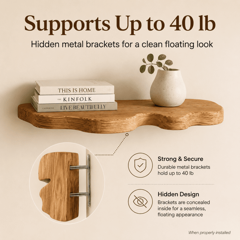Mehoom Live Edge Floating Shelves Set of 3, Brown photo 7
