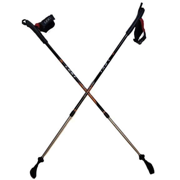 LEKI Nordic Walking Spin Black/Orange Trekking Pole 100cm-135cm