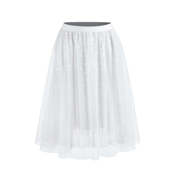 Elvqul Womens Skirts Elastic Waisted Mini Skirt Summer Tiered White Tiered Short Skirts for Women Solid