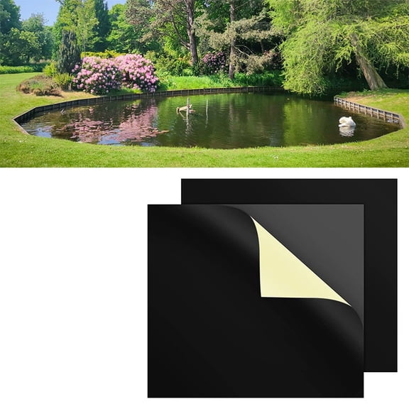 2 Pcs 8X8 Inch Self Adhesive Butyl Tape Pond Liner Patch Kit for Garden Pond Seam Repair and Leak Sealing, Waterproof Sealing for Pvc Hdpe Ldpe Pond Liners, Durable
