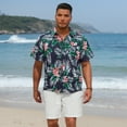 thumbnail image 7 of Sumtumn Hawaiian Shirt Summer Short Sleeves Button Down Shirt Beach Dress Shirts Navy Blue 3XL, 7 of 7