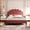 Bean paste red, variant on Full Size Upholstered Platform Bed With Flower Pattern Headboard In Beige - Slats, Warm Bedroom Addition No Foundation Requirement, Stable Resting Surface
