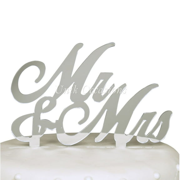 17 Main Mr & Mrs Acrylic Cake Topper - Silver Mirror