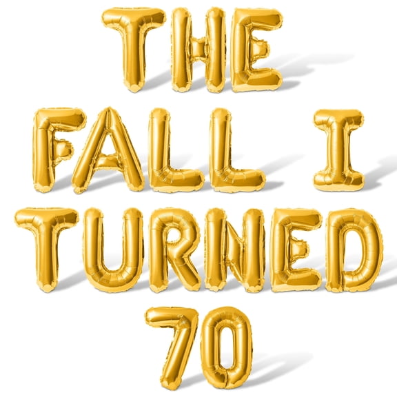Letter Balloons - THE FALL I TURNED 70 16" Inch Alphabet Letters Foil Mylar Balloon 70th Birthday Party Banner (Gold)