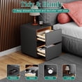 thumbnail image 3 of 15.8" W Faux Leather Narrow Nightstand, Modern Fully-Assembled Bedside Table with 2 Drawers, Wood Night Stand Small Accent End Table & Side Table for Bedroom Living Room, Black, 3 of 8
