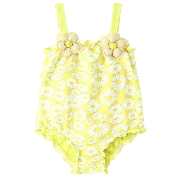 adviicd Girls One Piece Swimsuits Girls Swimsuit One Piece Bathing Suit Cute Summer Beach Swimwear (Yellow,6-12 Months)