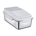 thumbnail image 1 of Tnarru Flour Bin Pet Food Container Large Capacity Food Storage Container Rice Bucket Stainless Steel with Lid Pet Food Storage Box White for 5KG, 1 of 8