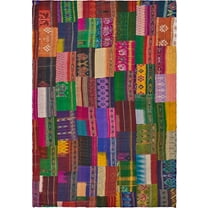 LR Home Rainbow Patchwork Quilt Cotton Blend Throw Blanket, 50" x 70"