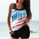 thumbnail image 1 of Trajes de baño Amzcrzy Tankini para mujer para mujer, traje de baño conservador de cintura alta, moderno, estampado del Día de la Independencia, traje de baño de dos piezas, multicolor, XL, 1 of 5