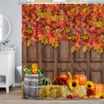 thumbnail image 2 of SUNOLIFE Fall Pumpkin Shower Curtain Autumn Farmhouse Waterproof Fabric Bathroom Curtain 47x64 in, 2 of 5