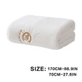thumbnail image 3 of Btomtd Cotton Household Bath Towels, Water Absorbing Body Drying Towels, Non-Shedding Embroidered Shower Towels, Size 67" x 27.5", White, 3 of 5