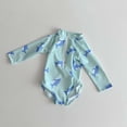 thumbnail image 3 of Long Sleeve Sun Protection Swimsuit for Kids, Quick Dry Polyester Fabric, Printed Design, Includes Matching Swim Hat, for Beach or Indoor Swimming, 3 of 7