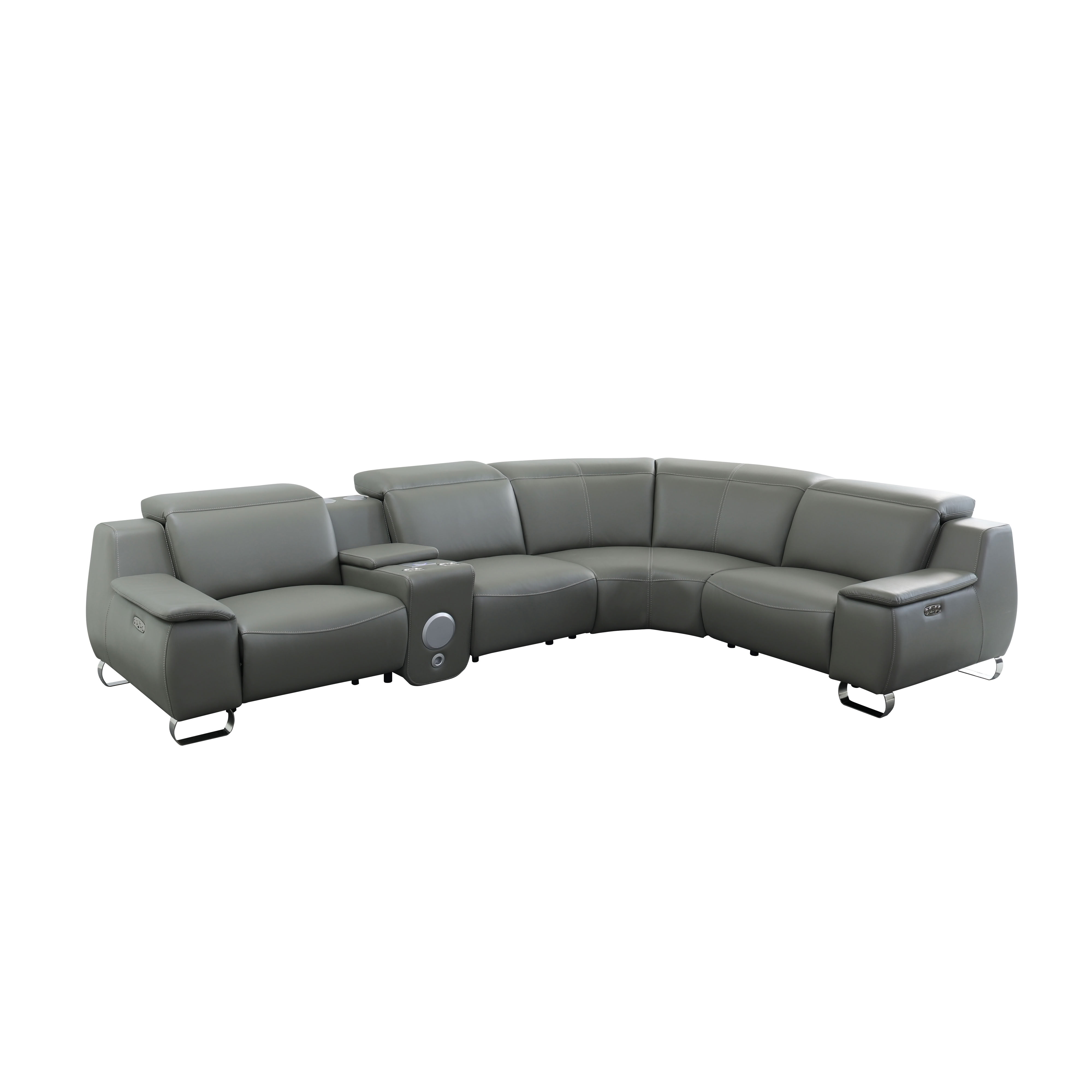 MAYEERTY Power Reclining L-Shaped Sectional Sofa, Leather Recliner Couch with Bluetooth Speaker, Wireless Charging & USB for Living Room